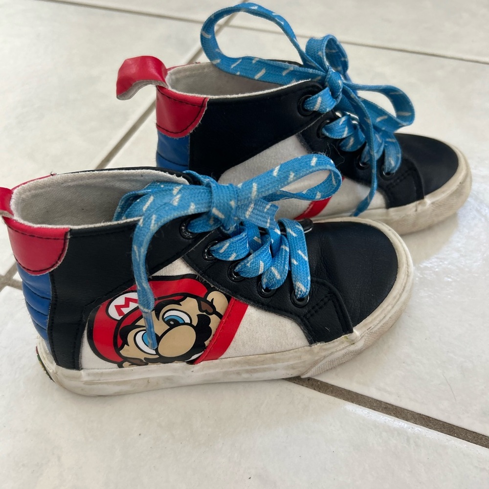 Super Mario Kids High-Top Sneakers - Black, Blue, and Red